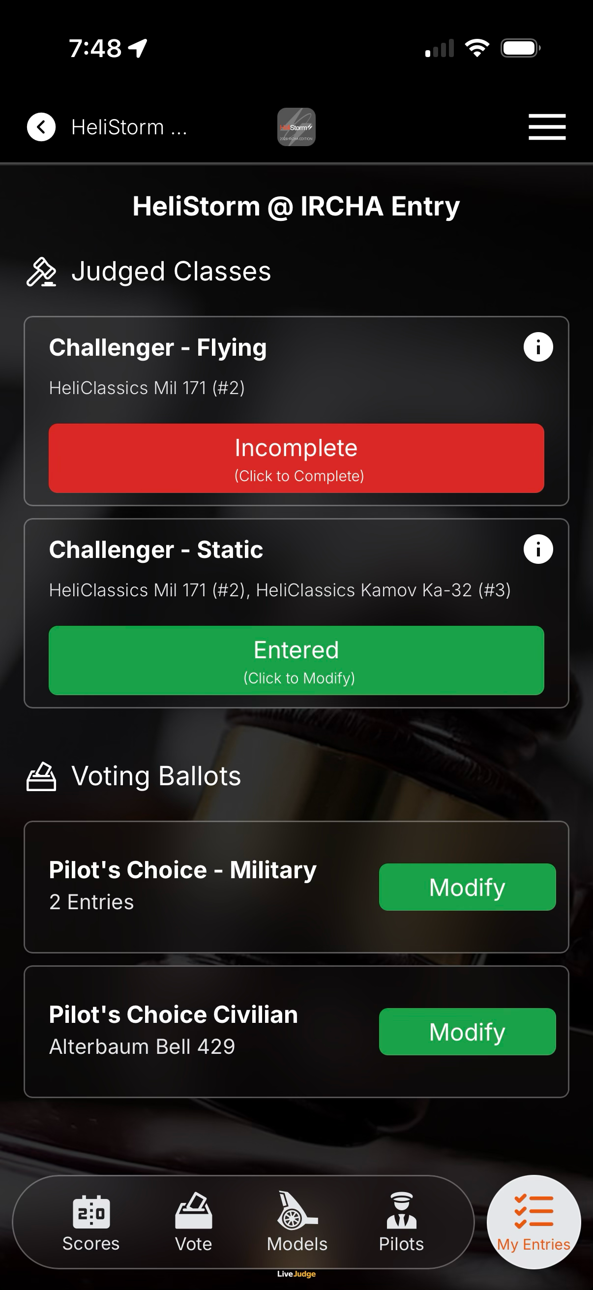 User taps “Incomplete”